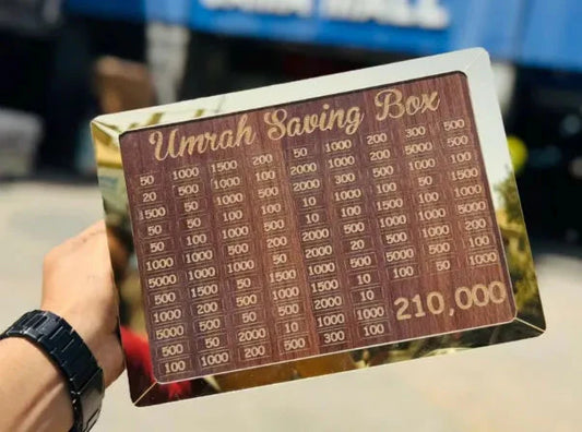 Wooden Umrah Saving Box - 280 Days Savings Plan - Islamic Halal Money Jar for Hajj & Umrah Glowtrends