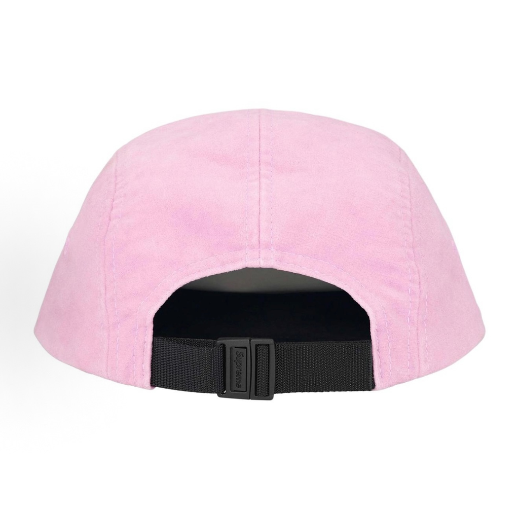 Supreme Suede Camp Cap, Pink & Grey 5 Panel Hat Box Logo Adjustable Strap