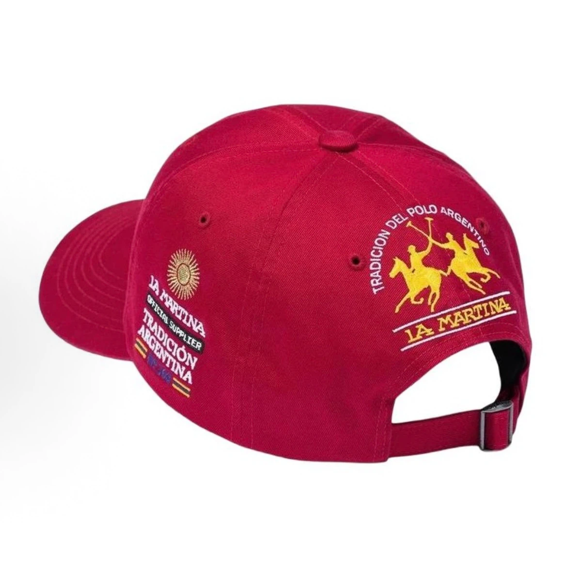 Washed Cotton Polo Theme Baseball Cap, Red Vintage Equestrian Embroidery Hat Adjustable Strap