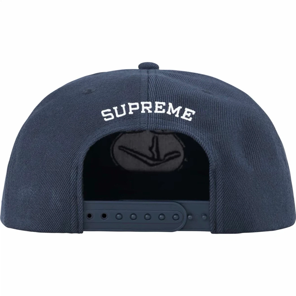 6 Panel Flat Brim Baseball Cap, Navy Cotton Cartoon Embroidery Street Hat Adjustable Snapback