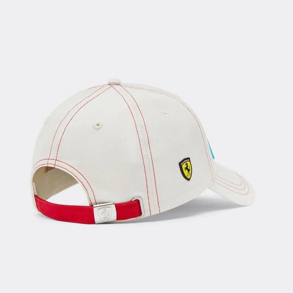 Ferrari Scuderia F1 Miami Grand Prix Adjustable Hat, White Miami Script Embroidered Cap For Racing Fans