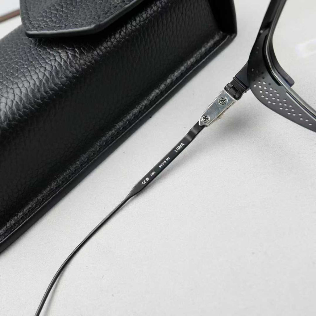 Chrome Hearts thick rimmed hollow out glasses with gold colored legs