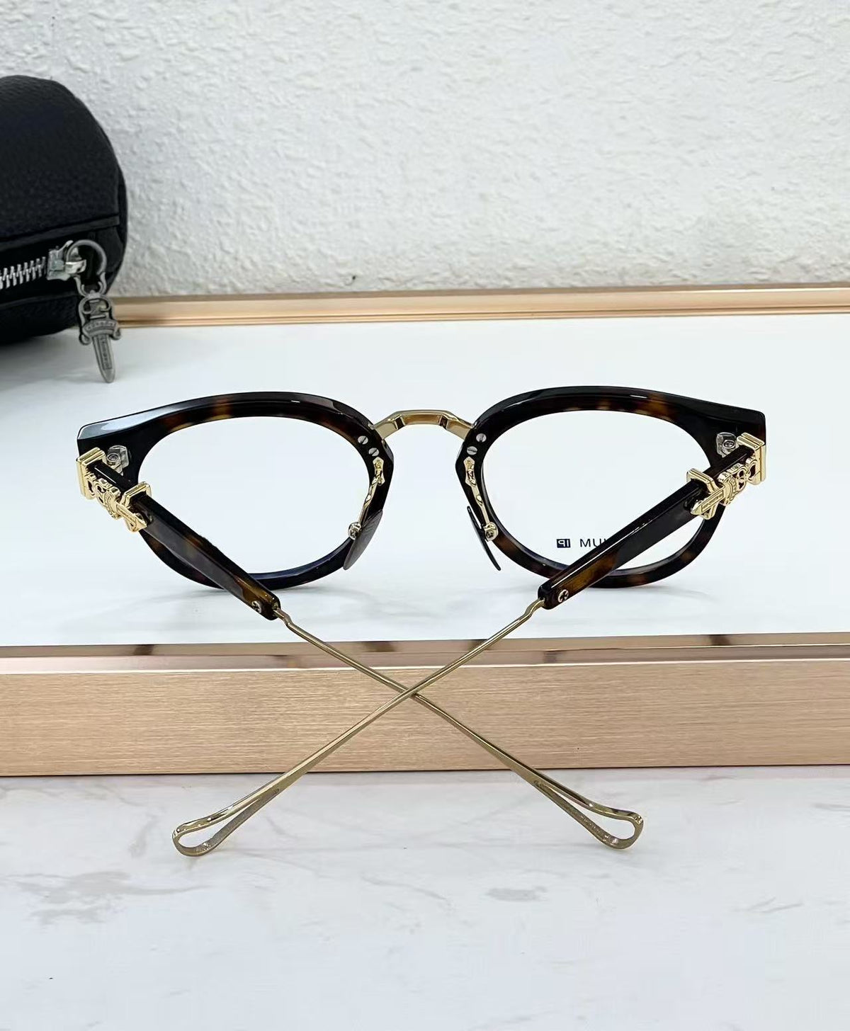 Chrome Hearts Big Sword Light Titanium Metal Oval Glasses
