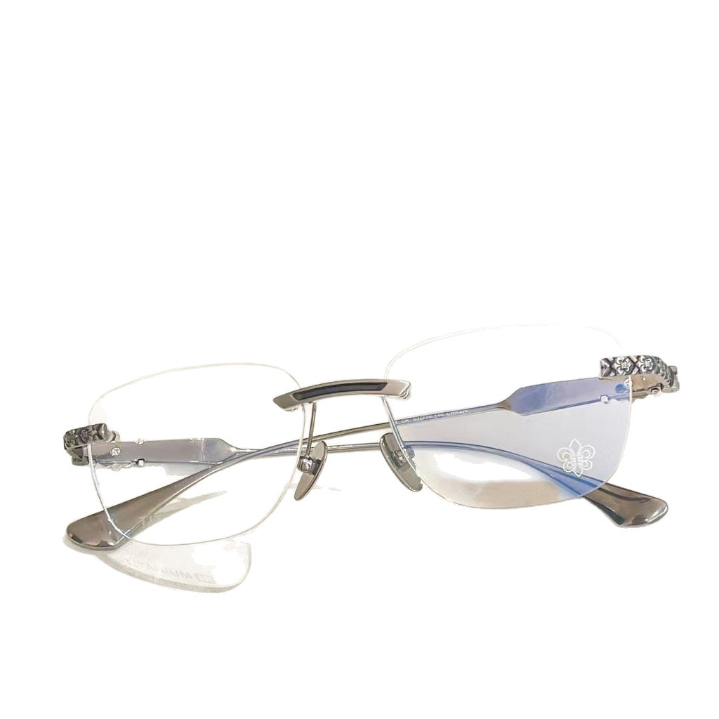 Chrome Hearts rimless oval frame glasses