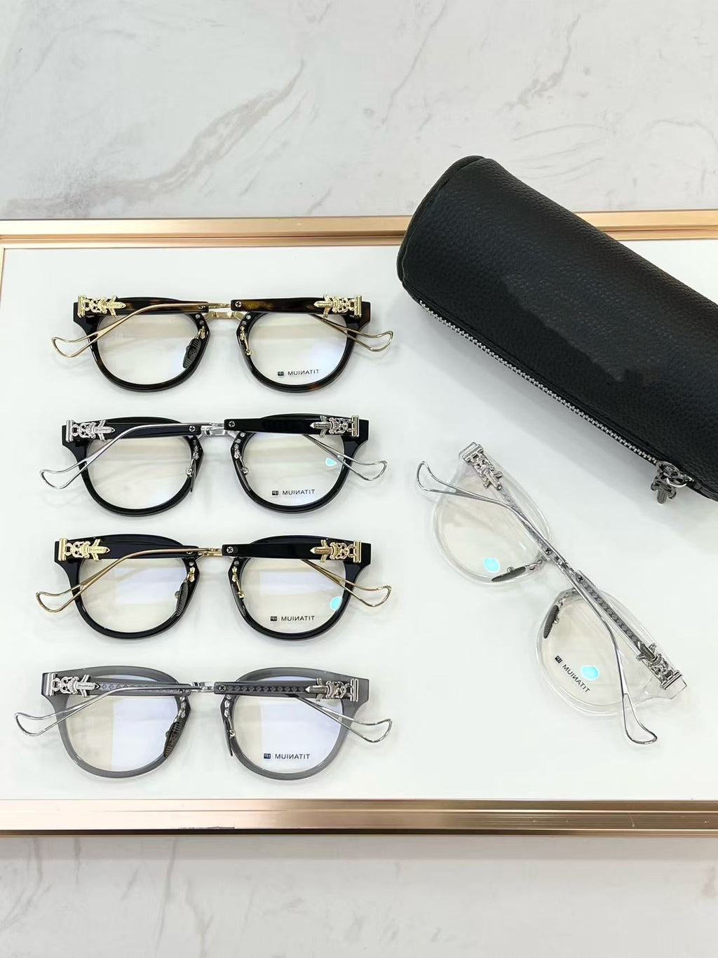 Chrome Hearts Big Sword Light Titanium Metal Oval Glasses