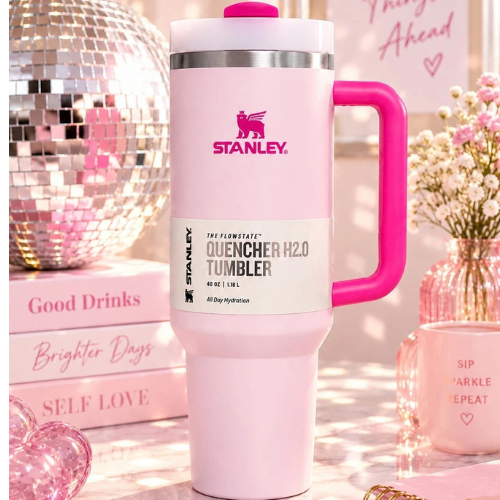 Stanley Quencher H2.0 40oz Pink Tumbler Handle Straw FlowState Lid