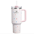 40 oz Stainless Steel H2.0 FlowState Quencher Tumbler Pink Starry Stripes